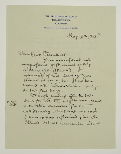 Treloars ALS Tolkien signed letter