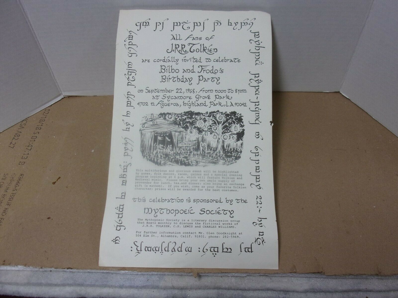TCG - Tolkien Mythopoeic 1968 Poster of bilbo/frodos birthday party ...