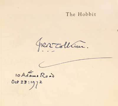 Tolkien dedication on first edition Hobbit